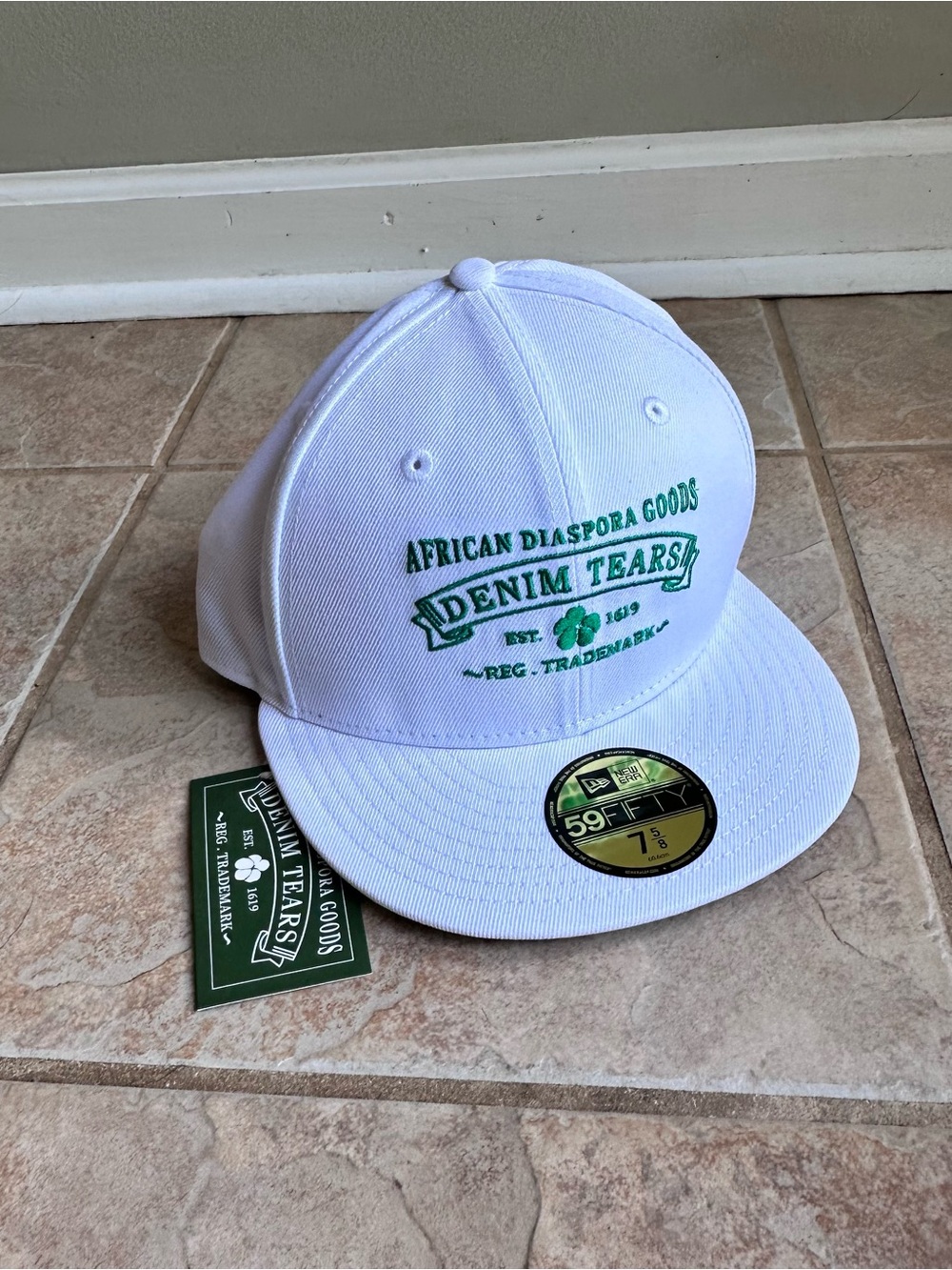 DENIM TEARS x New Era ADG African White Fitted Cap Hat 59Fifty Sz 7 5/8